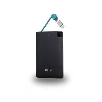 Azuri powerbank  met Micro USB, USB type C en Lightning - 4.000 mAh - Zwart