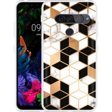 LG G8S ThinQ Hoesje Black-white-gold Marble