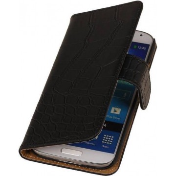 Wicked Narwal | Croco bookstyle / book case/ wallet case Hoes voor Nokia Microsoft Lumia XL Zwart