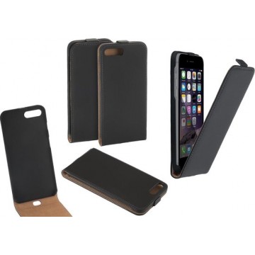 Apple iPhone 7 smartphone hoesje lederlook flip case zwart