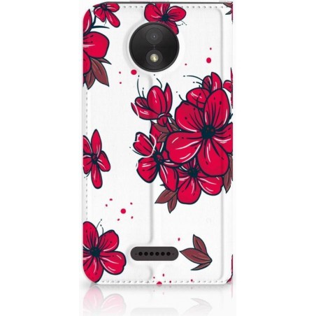 Motorola Moto C Plus Standcase Hoesje Design Blossom Red