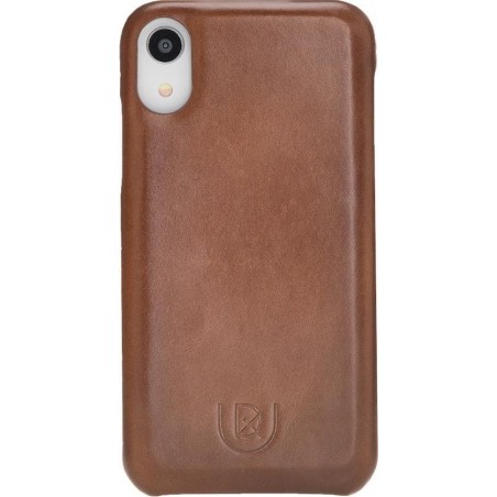 DEEJOUX Backcover iPhone X, XS - Cognac Bruin Leder - Full Grain Leather