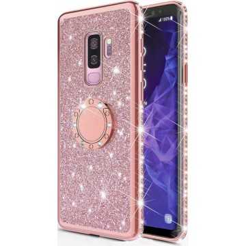 Samsung Galaxy S9 Backcover - Roze - Magnetisch- Glitter - Soft TPU