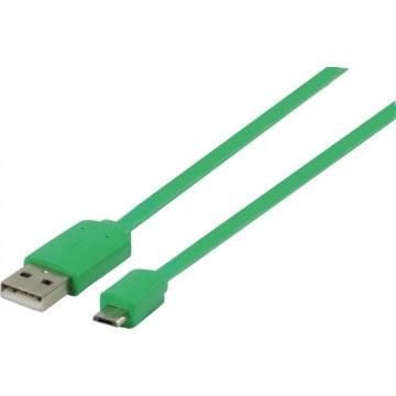 Nedis USB Micro B naar USB-A platte kabel - USB2.0 - tot 1A / groen - 1 meter