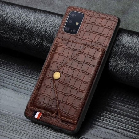 Mobigear Crocodile Backcover Creditcard Houder Bruin Samsung Galaxy A51