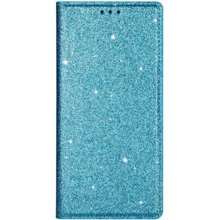 Samsung Galaxy A41 Hoesje - Book Case Glitter - Blauw
