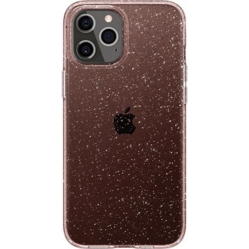 Spigen - iPhone 12 Hoesje - Back Case Liquid Crystal Glitter Roze