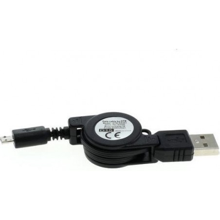 USB Kabel - USB naar micro-USB - oprolbaar - zwart