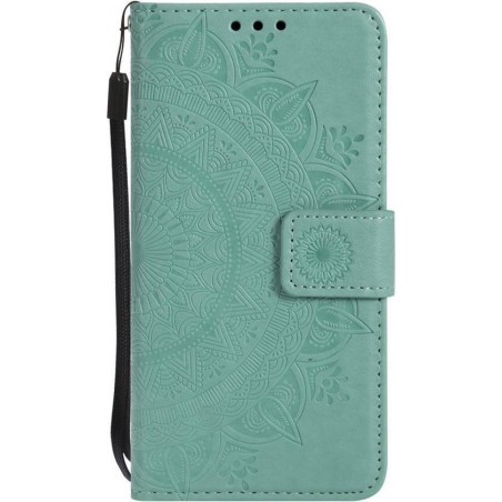 Shop4 - Huawei P20 Lite Hoesje - Wallet Case Mandala Patroon Mint Groen