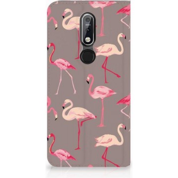 Nokia 7.1 (2018) Uniek Standcase Hoesje Flamingo