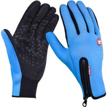 Let op type!! Buitensport wandelen winter lederen zachte warme fiets handschoenen voor mannen vrouwen  maat: M (blauw)