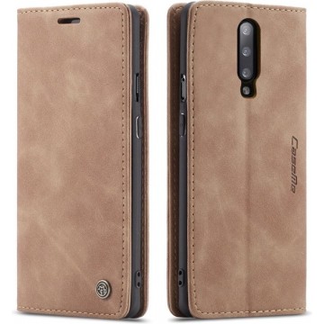 CaseMe - OnePlus 7 Pro hoesje - Wallet Book Case - Magneetsluiting - Licht Bruin