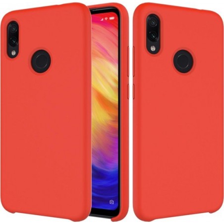 Effen kleur Vloeibare siliconen valbestendige beschermhoes voor Xiaomi Redmi Note 7 (rood)