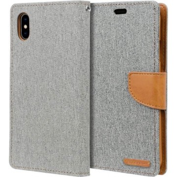 Apple iPhone XR Denim Bookcase - Grijs - Spijkerstof - Portemonnee hoesje