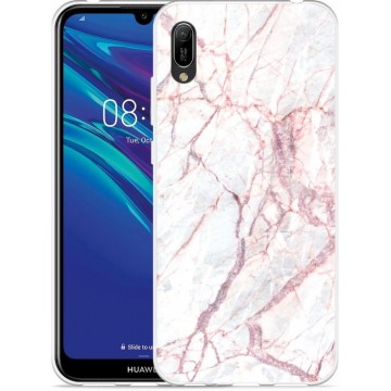 Huawei Y6 2019 Hoesje White Pink Marble