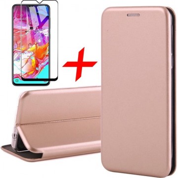 Samsung Galaxy A70 Hoesje + Screenprotector Full Screen - Book Case Flip Wallet - iCall - Roségoud