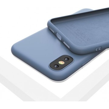 LIQUID | 180° Protection - Silicone Velvet + MicroFibre Shockproof Backcover - Telefoon Hoesje voor iPhone X/Xs - Lavendel Grijs