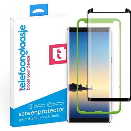 Glazen Screenprotector voor Samsung Galaxy Note 8 (+ INSTALLATIE-TOOL) (CASE FRIENDLY) (ZWART) | Tempered glass | Gehard glas