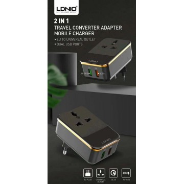 2 in 1 Universeel Travel Adapter - Oplaad Stekker met 2 USB Poorten en Universeel Oplaad Stekker voor EU | US | UK | AUS