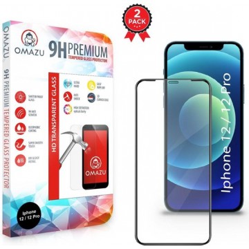 OMAZU 3D Tempered Glass Screenprotector, Apple Iphone iPhone 12 / 12 Pro, 6,1''(Full Screen) 2-Pack