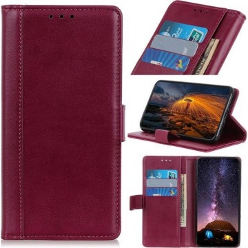 Samsung Galaxy A31 hoesje, Luxe wallet bookcase, Rood-paars - Telefoonhoesje geschikt voor: Samsung Galaxy A31