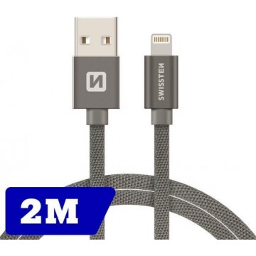 Swissten Lightning naar USB kabel voor iPhone/iPad - 2M - Grijs