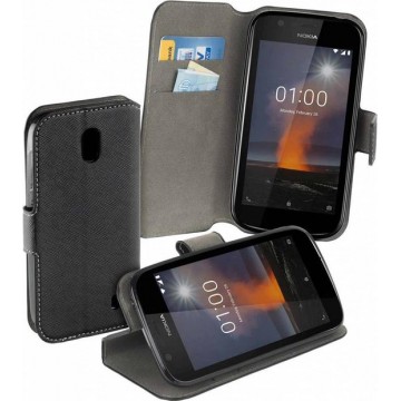 MP case zwart book case style voor Nokia 1 wallet case hoesje