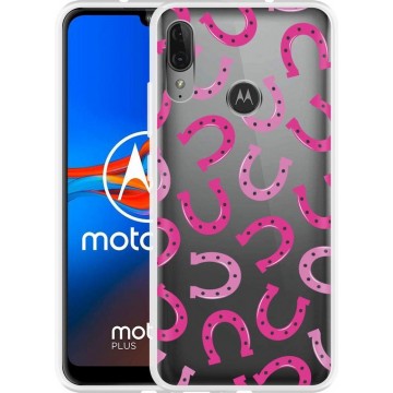 Motorola Moto E6 Plus Hoesje Pink Horseshoes