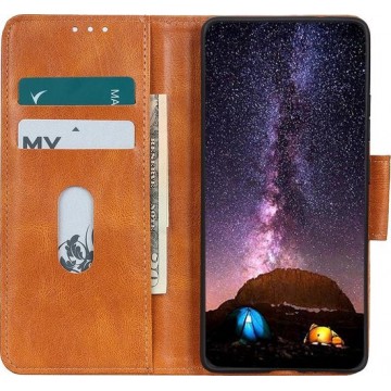 Pasjeshouder Telefoonhoesje - Wallet Case - Portemonnee Hoesje - Booktype Hoesje voor Samsung Galaxy A42 5G - Bruin