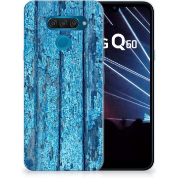 LG Q60 Bumper Hoesje Blauw Wood