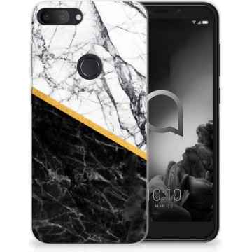 Smartphonehoesje Alcatel 1S (2019) Smartphone hoesje Marble White Black
