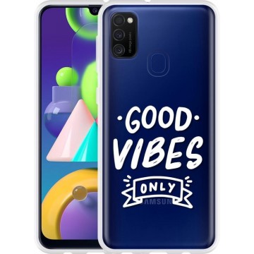 Samsung Galaxy M21 Hoesje Good Vibes wit