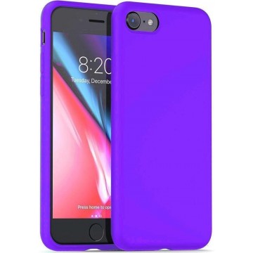 Silicone case iPhone SE 2020 - donkerpaars + Glazen screen protector