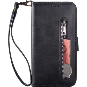 Portemonnee zwart wallet book-case rits hoesje Samsung Galaxy A50