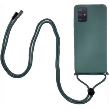 FONU Siliconen Backcover Hoesje Met Koord Samsung Galaxy A51 - Groen