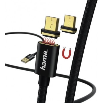 Hama Magnetic Micro-USB naar USB Kabel - 1 Meter - Zwart