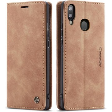 CaseMe - Samsung Galaxy A20e hoesje - Wallet Book Case - Magneetsluiting - Licht Bruin
