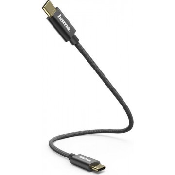 Hama Oplaad-/gegevenskabel, USB-C - USB-C, 0,2 m, zwart