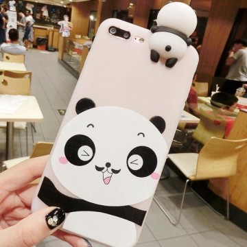Let op type!! For iPhone 8 Plus & 7 Plus   Three Pandas Pattern 3D Lovely Papa Panda Dropproof Protective Back Cover Case