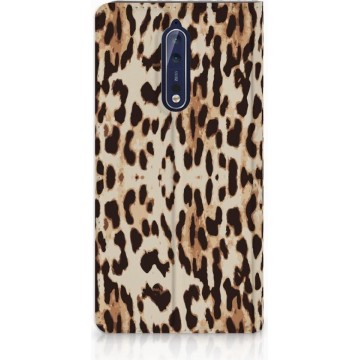 Nokia 8 Uniek Standcase Hoesje Leopard
