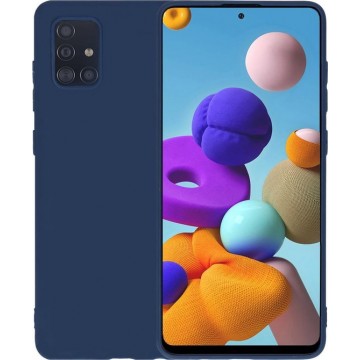 Samsung Galaxy A71 Hoesje Siliconen Case Back Cover - Donker Blauw