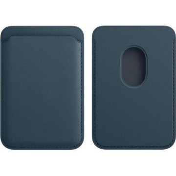 Blauw Lederen Kaarthouder / Portemonnee met MagSafe magneet voor iPhone 12 / Pro / Mini / Pro Max