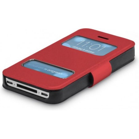 Window Cover telefoonhoes met venster voor iPhone 4/4S - Rood