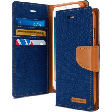 Apple iPhone 7 Plus - 8 Plus Denim Bookcase - Blauw - Spijkerstof - Portemonnee hoesje