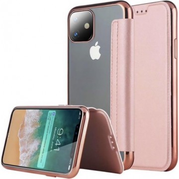 Apple iPhone 11 Flip Case - Roze - Hoogwaardig PU leer - Soft TPU - Folio
