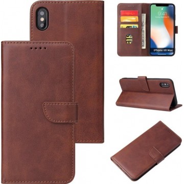 iPhone X/Xs hoesje - Wallet Book Case - Magnetische sluiting - Ruimte voor 3 (bank)pasjes - Donker Bruin