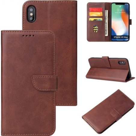 iPhone X/Xs hoesje - Wallet Book Case - Magnetische sluiting - Ruimte voor 3 (bank)pasjes - Donker Bruin