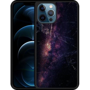 iPhone 12 Pro Max Hardcase hoesje Black Space Marble