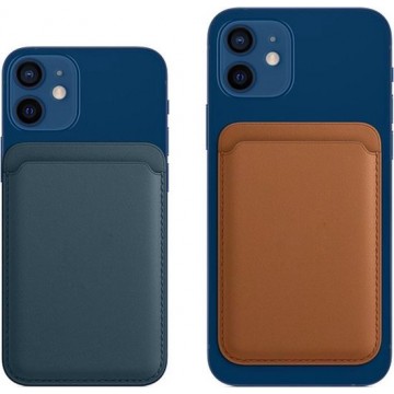 Kaarthouder met MagSafe voor iPhone 12 - Blue - pasjeshouder - iPhone 12 hoesje - kunst-leren case - blauw
