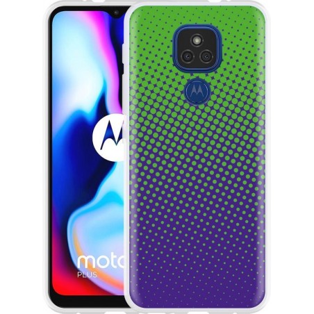 Motorola Moto E7 Plus Hoesje lime paarse cirkels